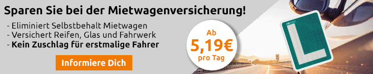 Eliminieren Sie die Selbstbeteiligung am Mietwagen ohne Aufpreis für Erstfahrer